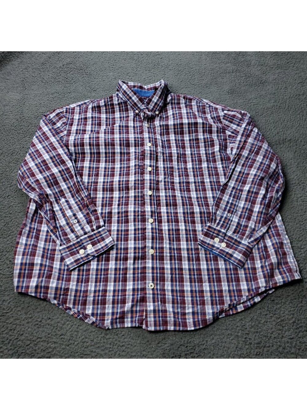 IZOD Button Shirt Mens Size XXL 2XL Red Plaid Long Sleeve Casual Checkered - Picture 2 of 7